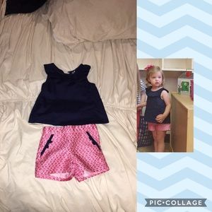 Janie and Jack girl outfit shorts 18-24 / top 2t